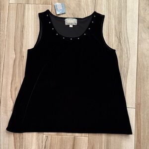 Silverado Black Velvet Tank Top with Stud Accents sz small